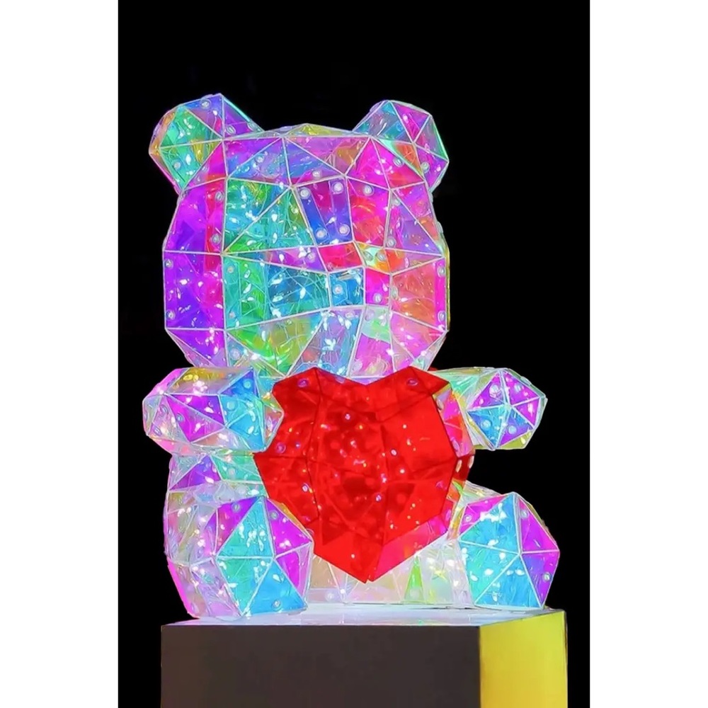 Jumbo Crystal Prism Teddy Bear Led Light Stand